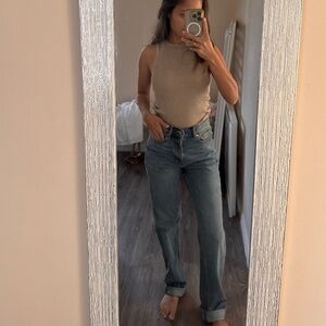 Women's Straight Leg  Folded Jeans in Blue